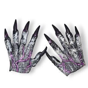 Monster Claw Gloves Black Grey Purple Veins Halloween Costume Beast Hands Adult